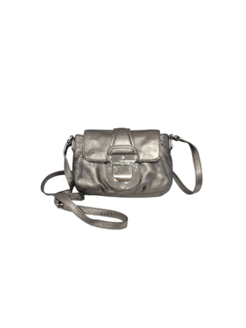 Michael Kors Metallic Silver Leather Crossbody Bag